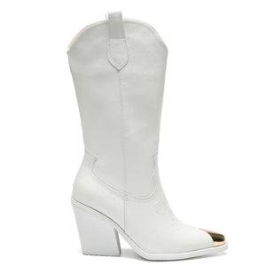 Smile Favorites Cowboystiefel Weiß Stahlnase