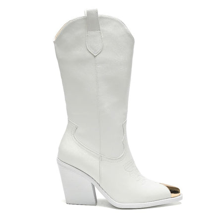 Smile Favorites Cowboystiefel Weiß Stahlnase