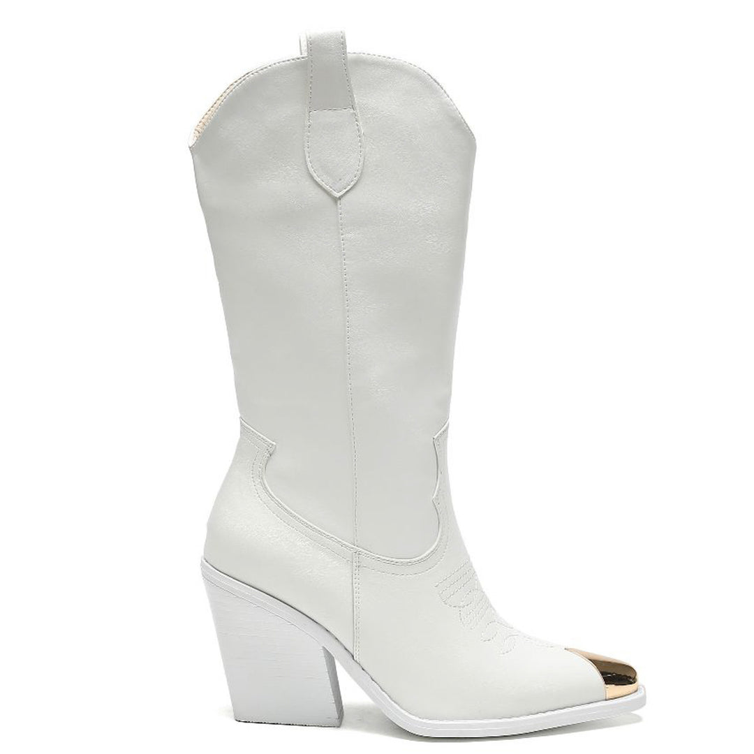 Smile Favorites Cowboystiefel Weiß Stahlnase