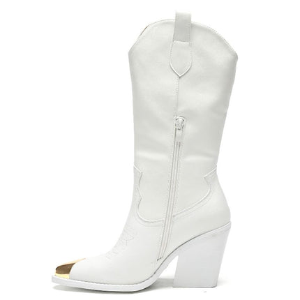 Smile Favorites Cowboystiefel Weiß Stahlnase