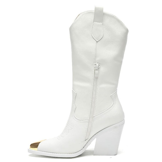 Smile Favorites Cowboystiefel Weiß Stahlnase