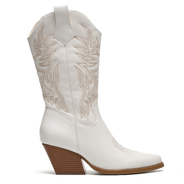 Smile Favorites Cowboystiefel Weiß genäht Beige