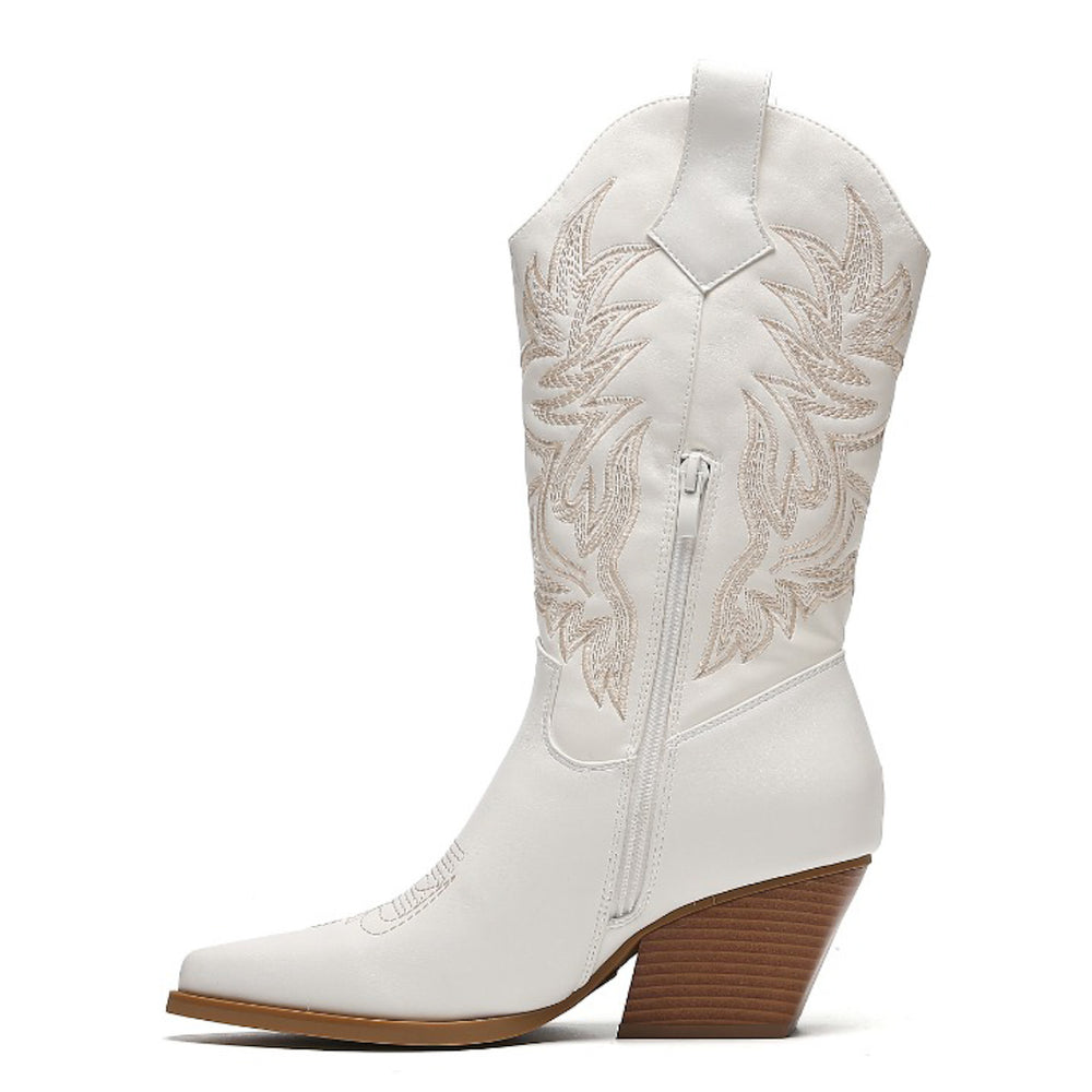 Smile Favorites Cowboystiefel Weiß genäht Beige