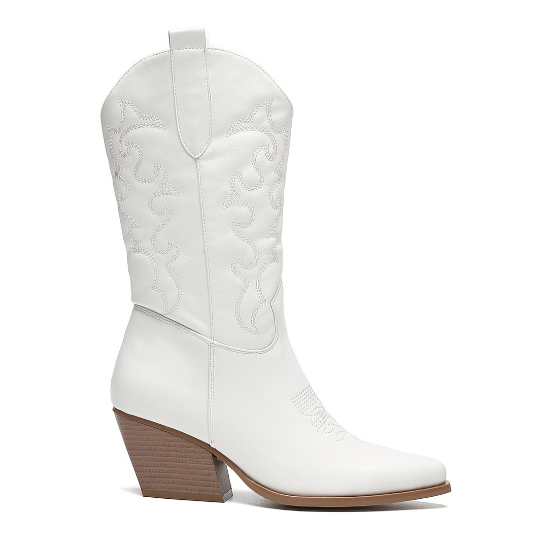 Smile Favorites Cowboystiefel Weiß genäht
