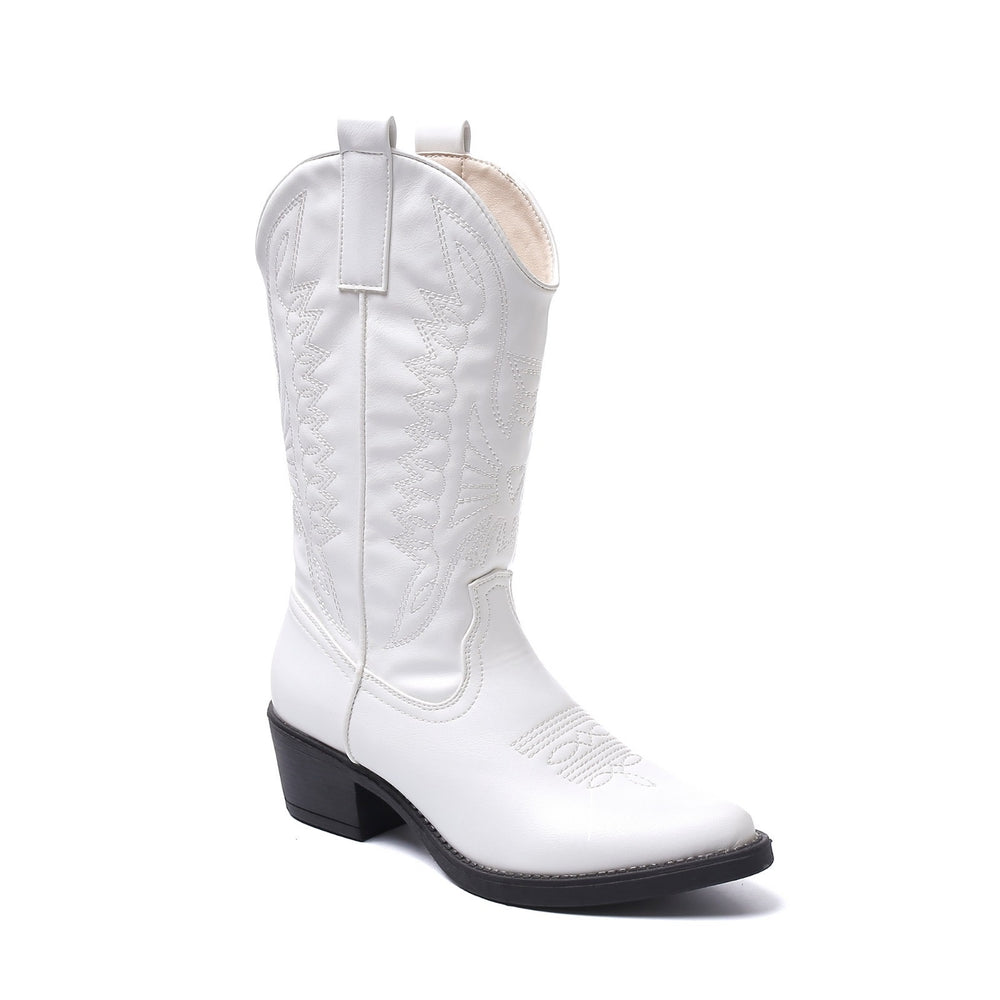 Smile Favorites Cowboystiefel Weiß Schwarze Sohle