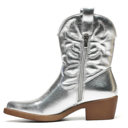 Smile Favorites Cowboystiefel Silber kurz genäht