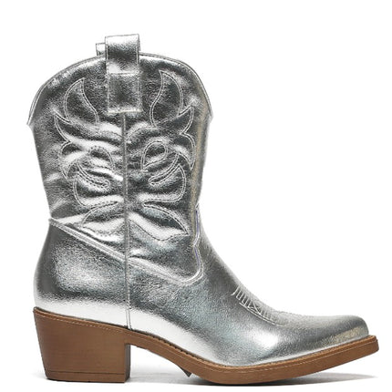 Smile Favorites Cowboystiefel Silber kurz genäht
