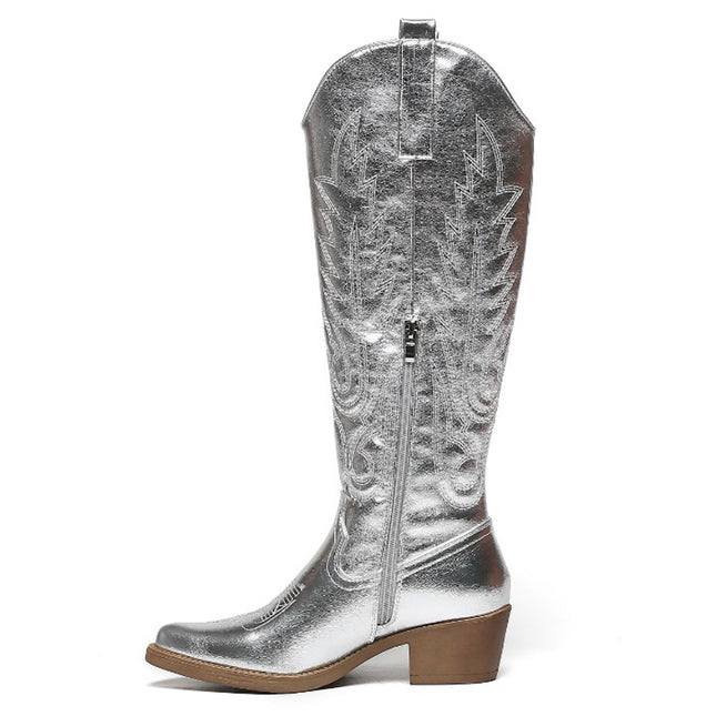 Smile Favorites Cowboystiefel Silberne Nähte Hoch