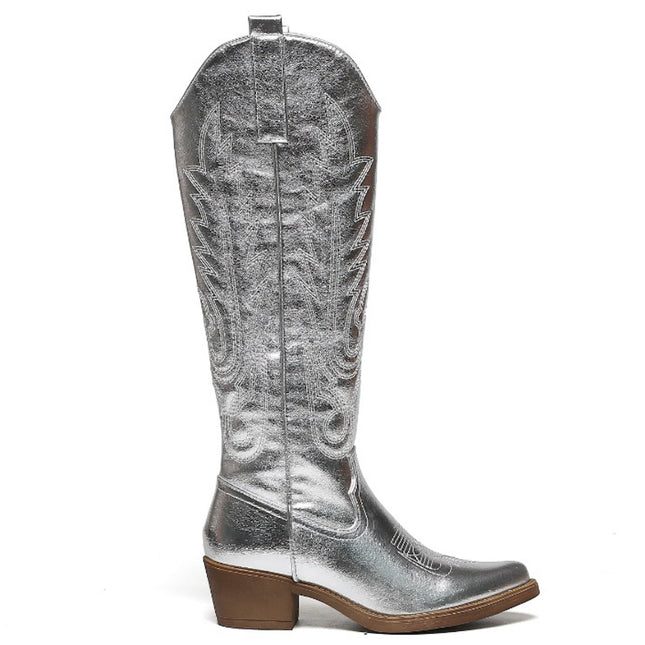 Smile Favorites Cowboystiefel Silberne Nähte Hoch