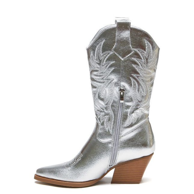 Smile Favorites Cowboystiefel Silberne Nähte
