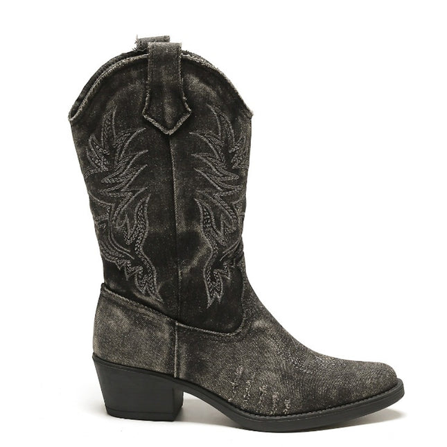 Smile Favorites Cowboystiefel Schwarz Denim