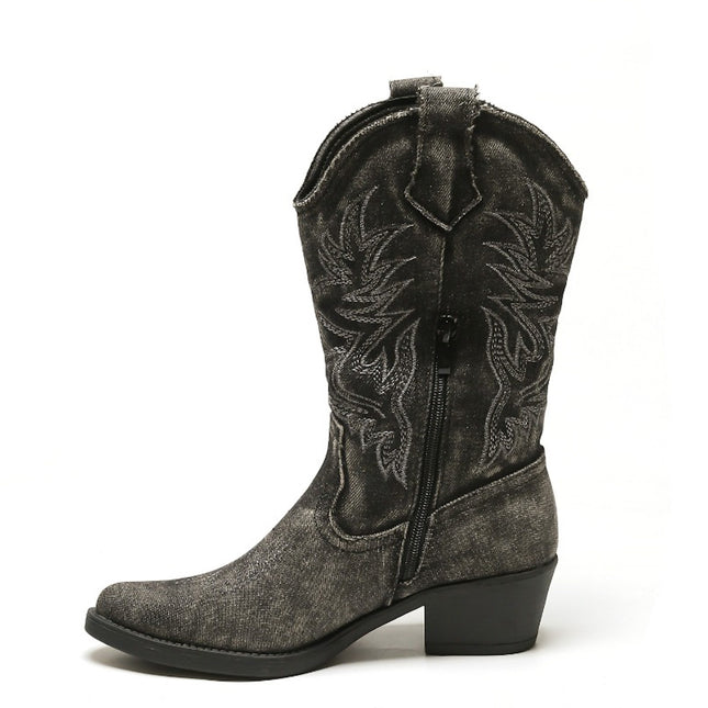 Smile Favorites Cowboystiefel Schwarz Denim