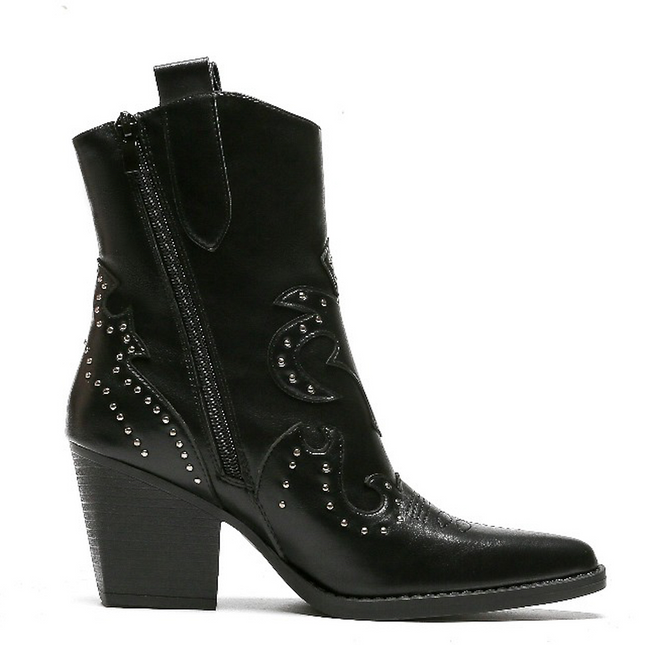 Smile Favorites Cowboy Stiefel Schwarz Flamme Nieten