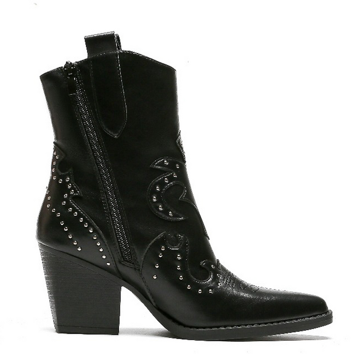 Smile Favorites Cowboy Stiefel Schwarz Flamme Nieten