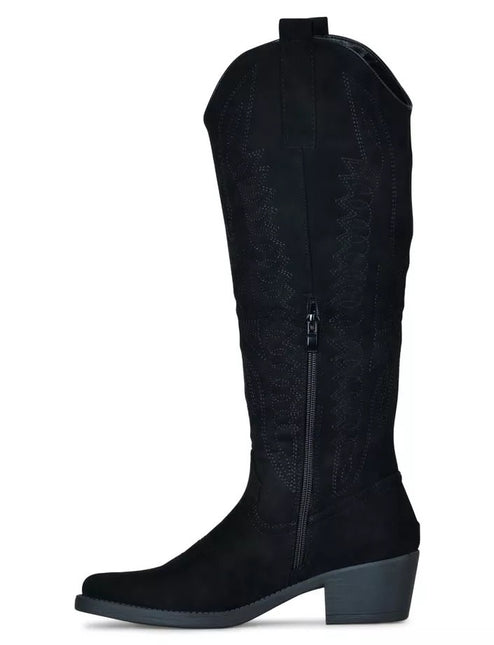 Smile Favorites Cowboystiefel Schwarz hoch Veloursleder