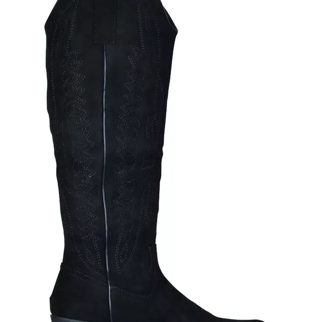 Smile Favorites Cowboystiefel Schwarz hoch Veloursleder