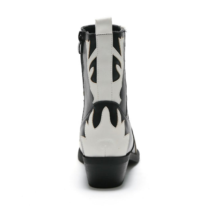 Smile Favorites Cowboystiefel Schwarz Kurz Flamme Weiß
