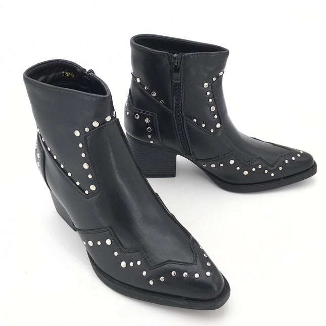 Smile Favorites Cowboystiefel Schwarz Kurz Nieten