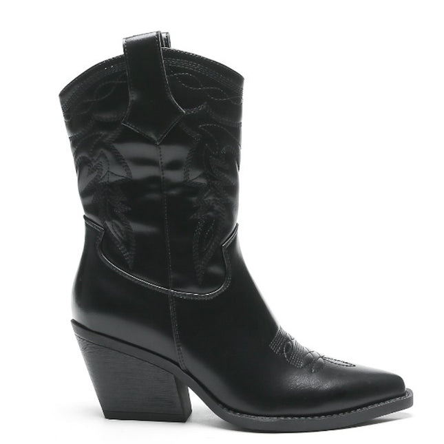 Smile Favorites Cowboystiefel Schwarzes Kalb Nähte