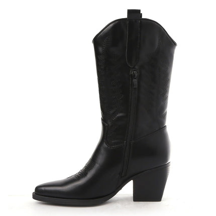 Smile Favorites Cowboystiefel Schwarz Lederoptik Nähte