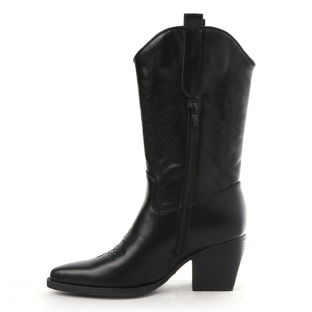 Smile Favorites Cowboystiefel Schwarz Lederoptik Nähte