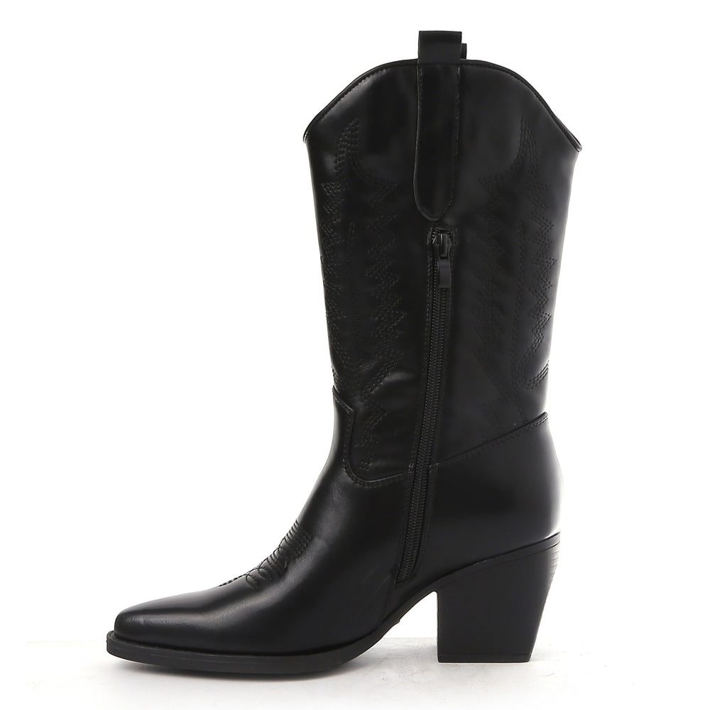 Smile Favorites Cowboystiefel Schwarz Lederoptik Nähte