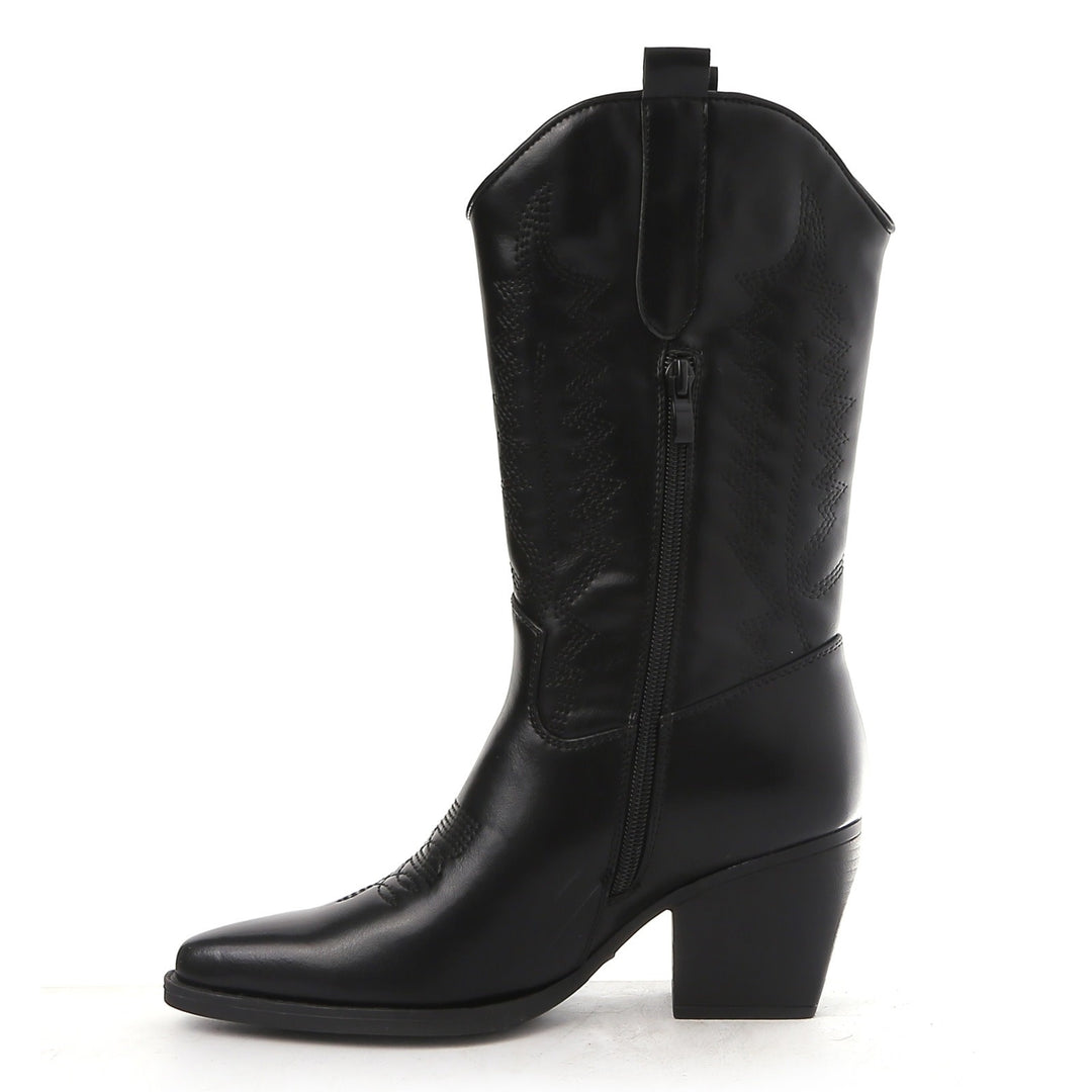 Smile Favorites Cowboystiefel Schwarz Lederoptik Nähte