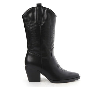 Smile Favorites Cowboystiefel Schwarz Lederoptik Nähte