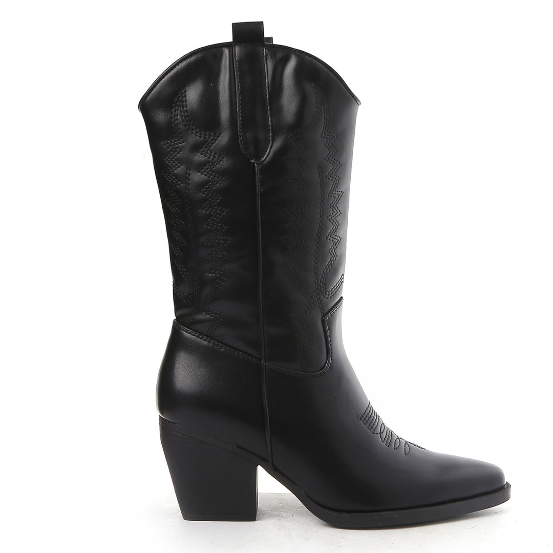 Smile Favorites Cowboystiefel Schwarz Lederoptik Nähte