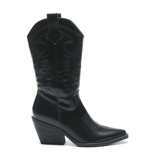 Smile Favorites Cowboystiefel Schwarz Lederoptik Nähte