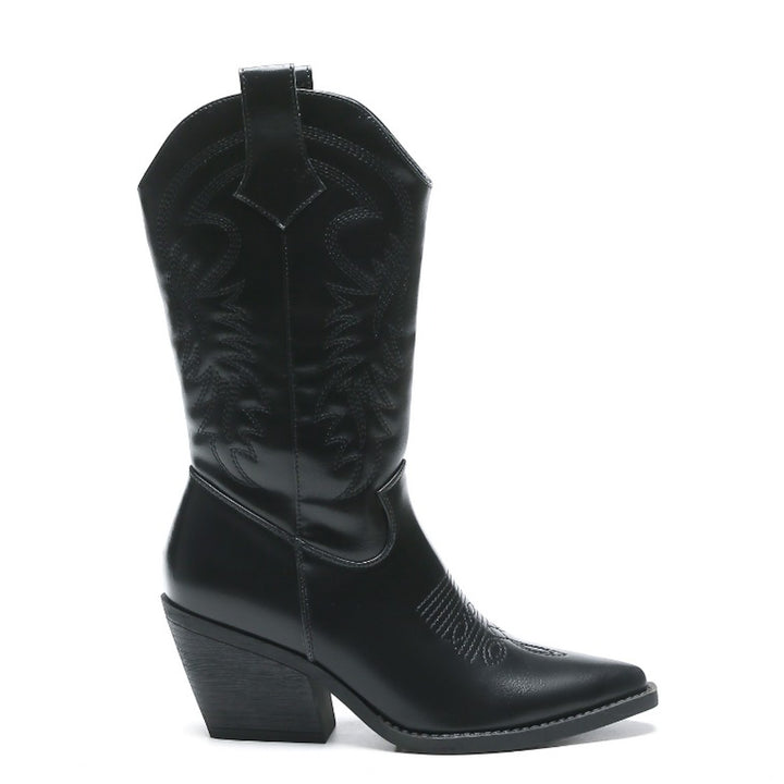 Smile Favorites Cowboystiefel Schwarz Lederoptik Nähte