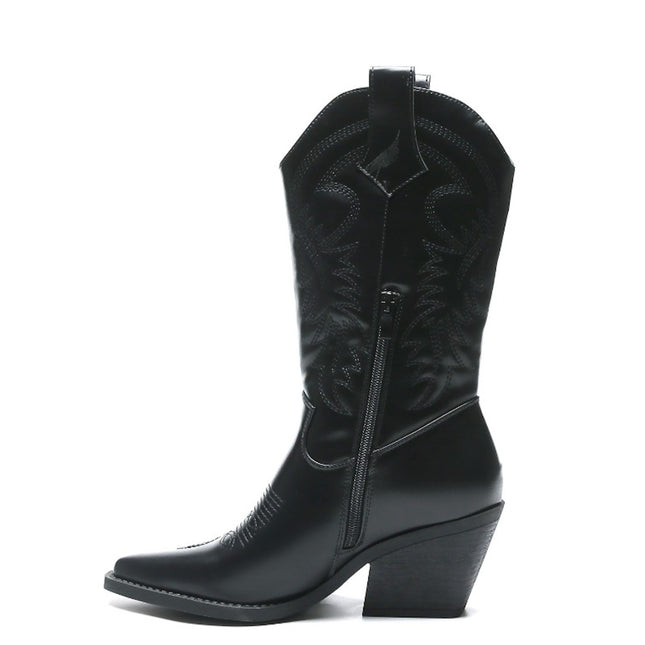 Smile Favorites Cowboystiefel Schwarz Lederoptik Nähte