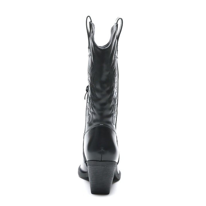 Smile Favorites Cowboystiefel Schwarz Lederoptik Nähte
