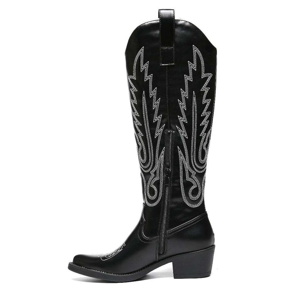 Smile Favorites Cowboystiefel Schwarz mit weißen Nähten High