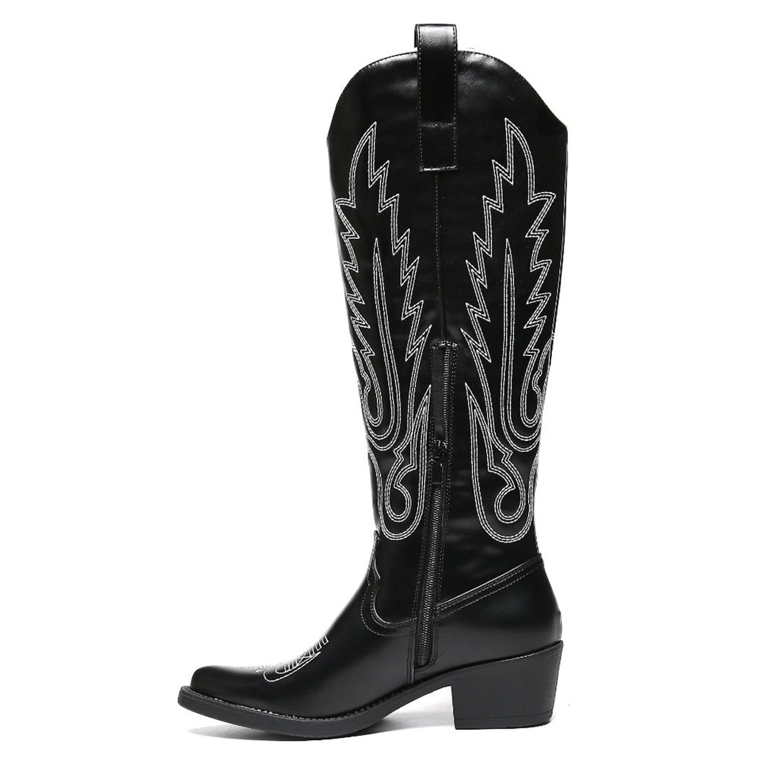 Smile Favorites Cowboystiefel Schwarz mit weißen Nähten High
