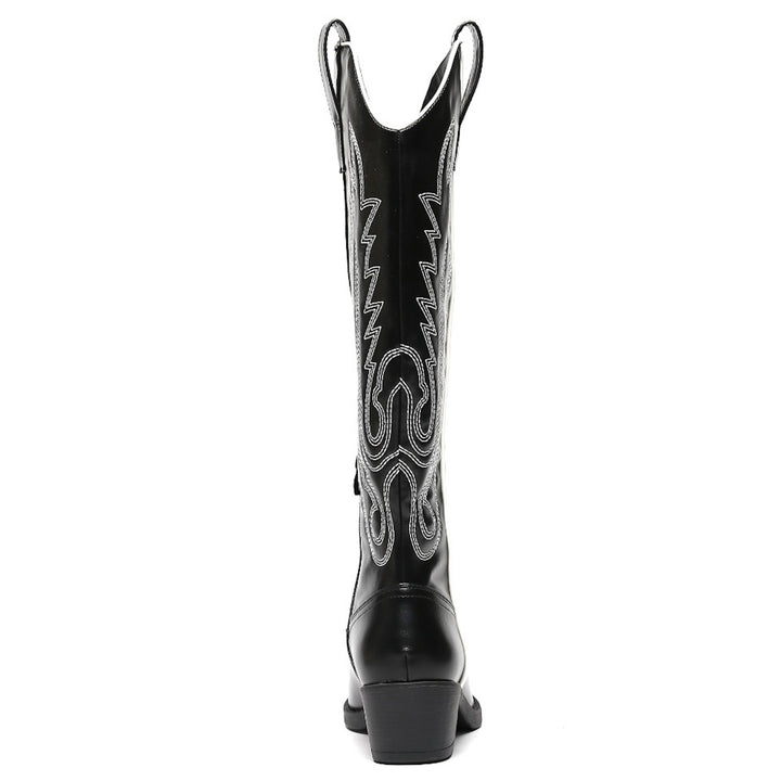 Smile Favorites Cowboystiefel Schwarz mit weißen Nähten High