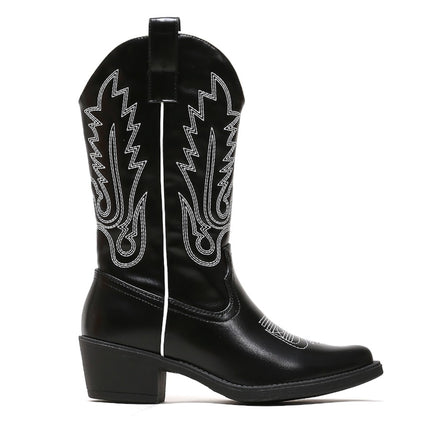 Smile Favorites Cowboystiefel Schwarz mit weißen Nähten