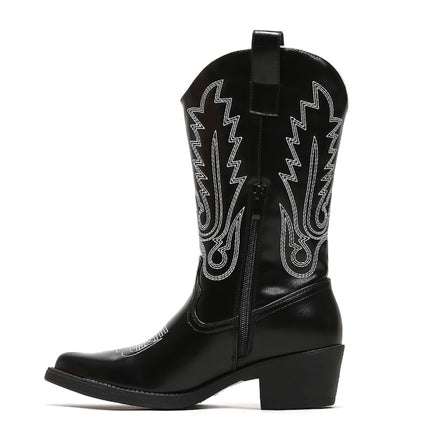 Smile Favorites Cowboystiefel Schwarz mit weißen Nähten