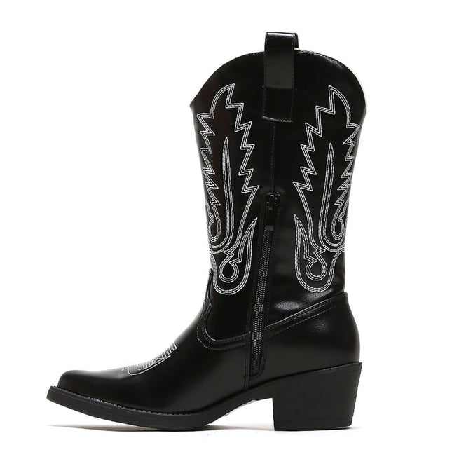 Smile Favorites Cowboystiefel Schwarz mit weißen Nähten