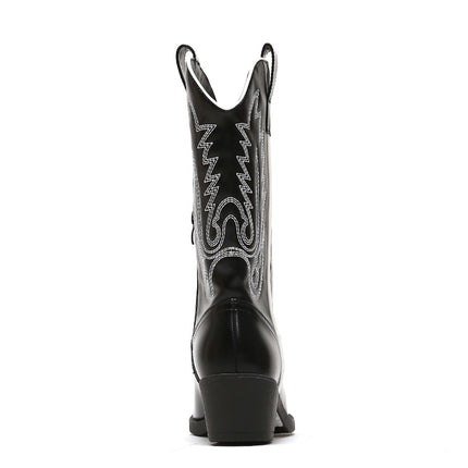 Smile Favorites Cowboystiefel Schwarz mit weißen Nähten
