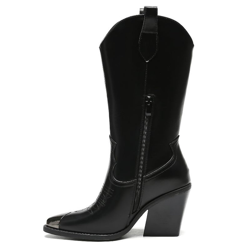 Smile Favorites Cowboystiefel Schwarz Stahlnase