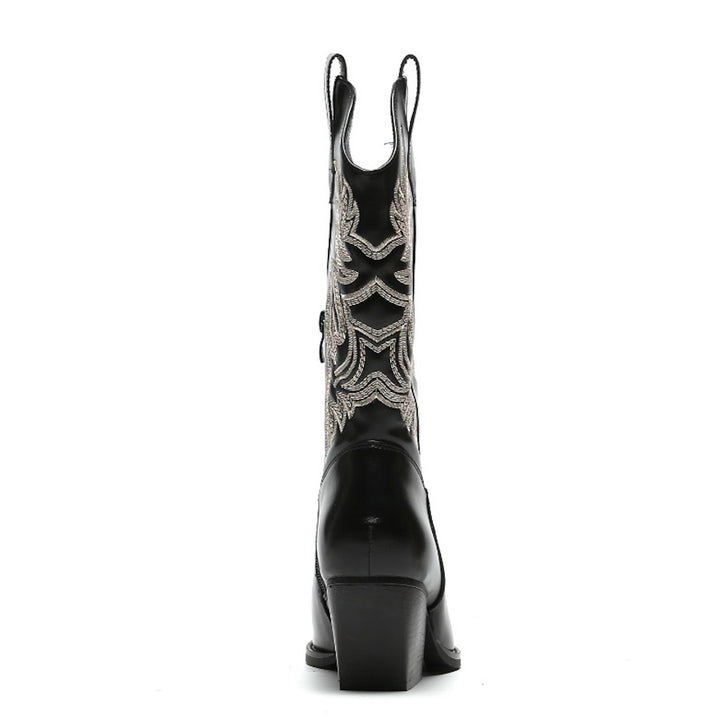 Smile Favorites Cowboystiefel Schwarz Nähte Beige