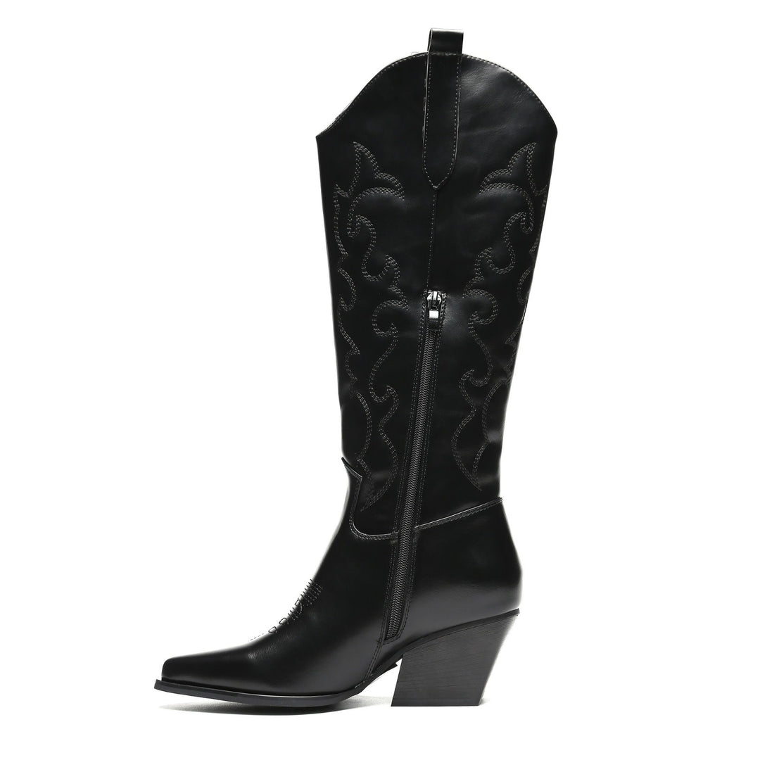Smile Favorites Cowboystiefel Schwarz Nähte Hoch