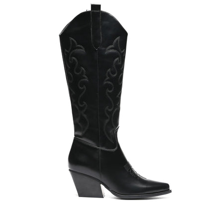 Smile Favorites Cowboystiefel Schwarz Nähte Hoch