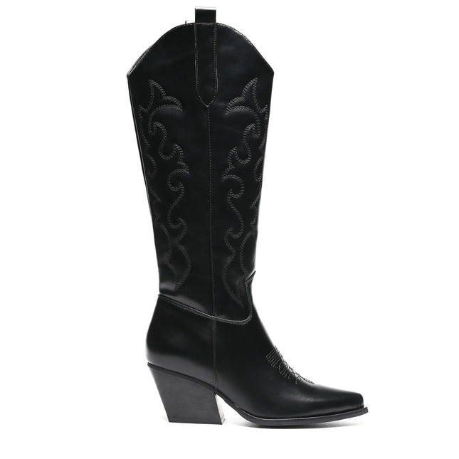 Smile Favorites Cowboystiefel Schwarz Nähte Hoch