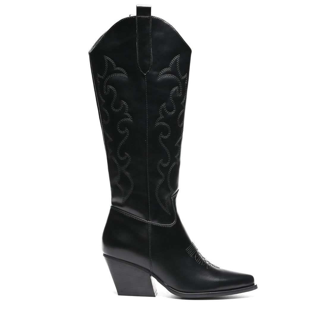 Smile Favorites Cowboystiefel Schwarz Nähte Hoch