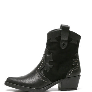 Smile Favorites Cowboystiefel Schwarz Suedine Flamme Nieten