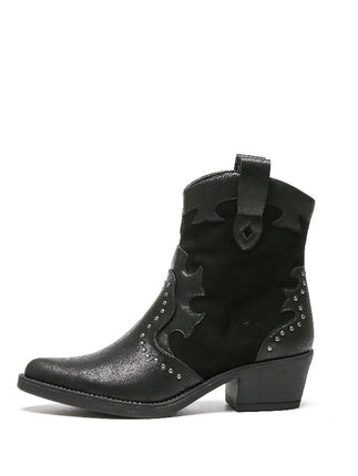 Smile Favorites Cowboystiefel Schwarz Suedine Flamme Nieten