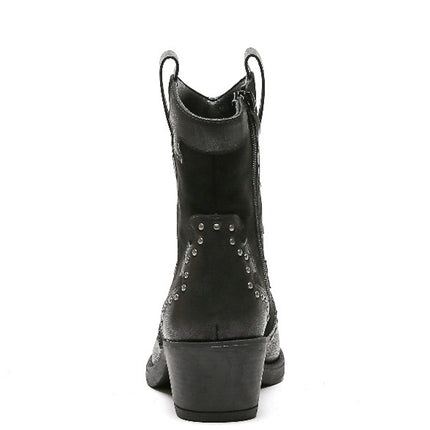 Smile Favorites Cowboystiefel Schwarz Suedine Flamme Nieten