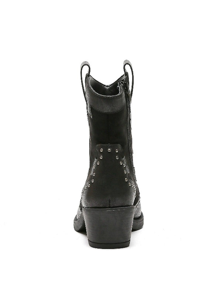Smile Favorites Cowboystiefel Schwarz Suedine Flamme Nieten